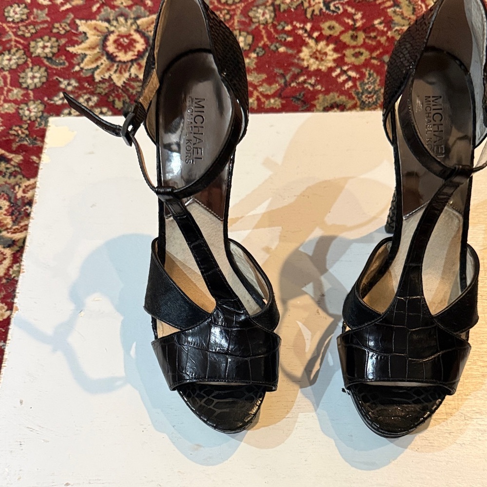 Michael Kors Black Croc-Patterned Heels